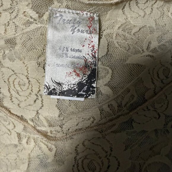 Truly Yours Lace Top Cream Long Sleeve Chic‎ Glam - Picture 7 of 8